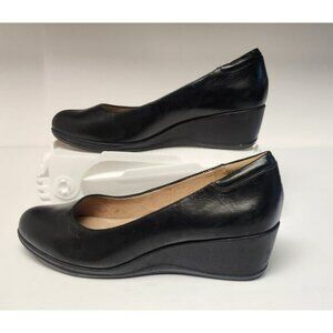 Nature Women's Black Leather Wedge Heel Shoes Size 8M